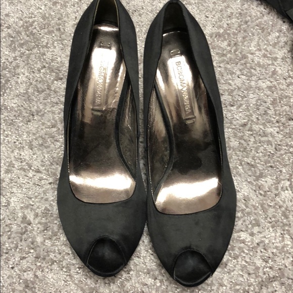 BCBGMaxAzria Shoes - BCBG Satin black heels  Size 9